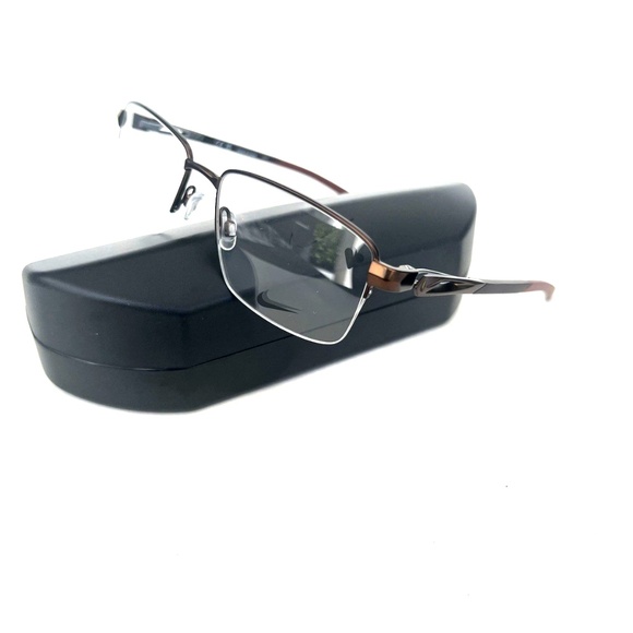 New NIKE Frames Half Rimless Eyeglasses Men's Glasses 8141 212 55 17 140 Brown - Picture 1 of 11